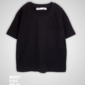 تیشرت مشکی جیب دار مانکی