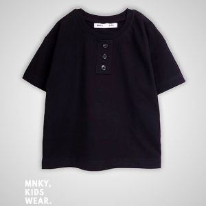 تیشرت مشکی سه دکمه مانکی